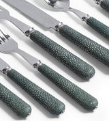 Pompadour Faux Shagreen Cutlery - 28-Piece Set - Jade