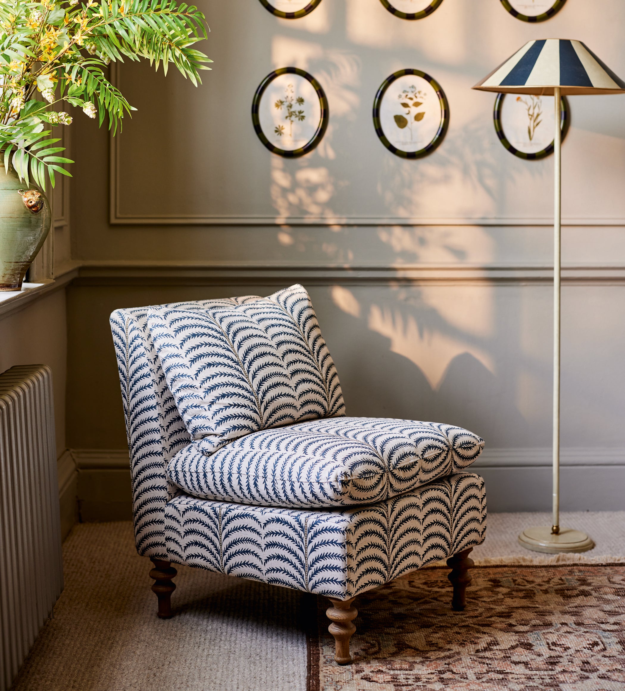 Rosina Areca Linen Slipper Chair - Air Force Blue