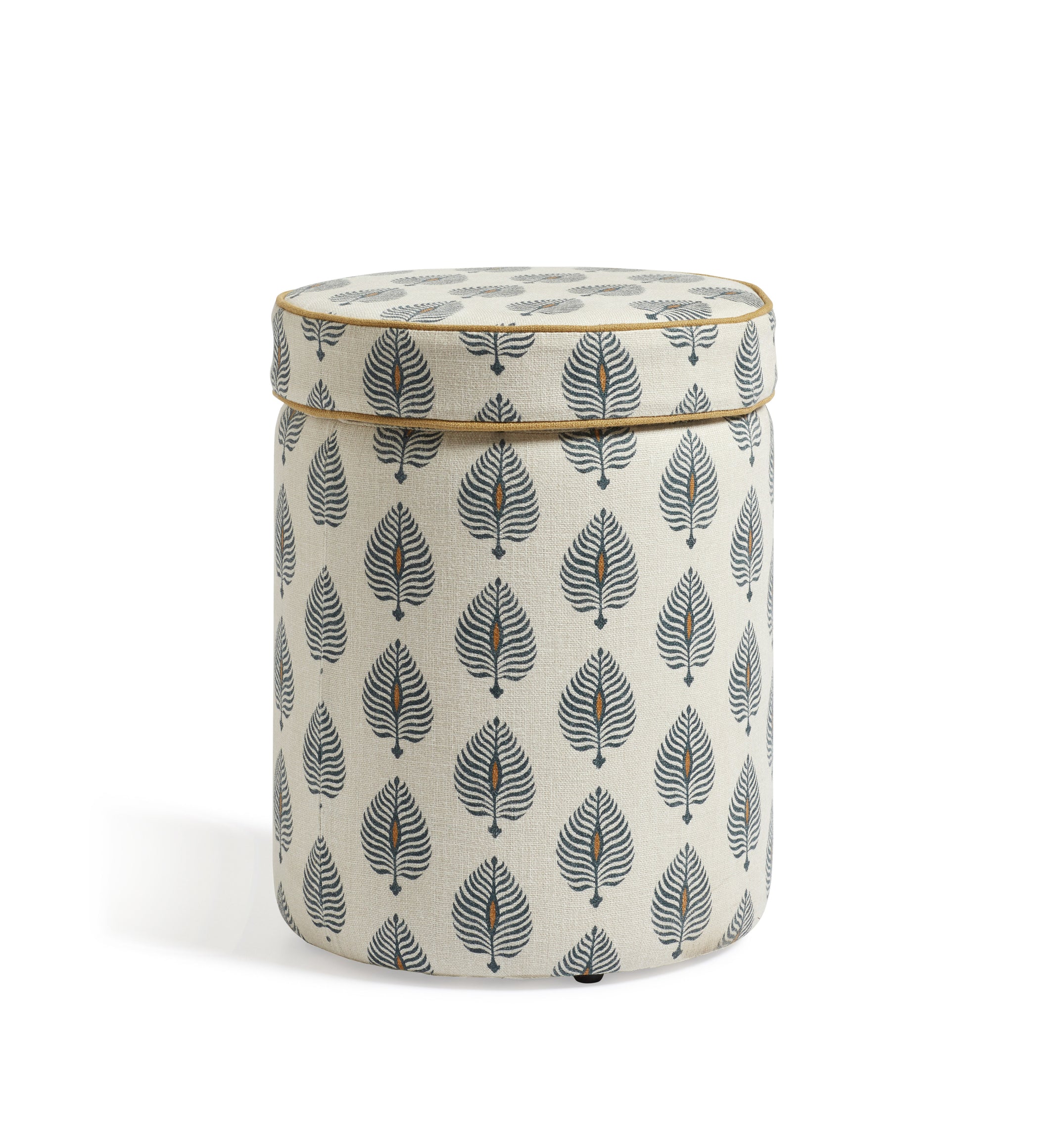 Samena Ocellus Linen Ottoman - Blue/Natural