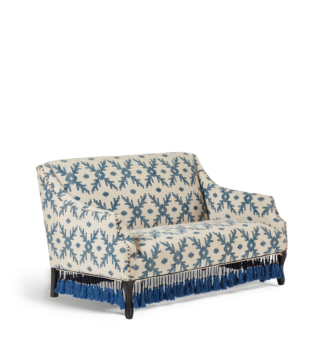 Tarma Lazaret Cotton 2-Seater Sofa - Midnight Blue/Off-White