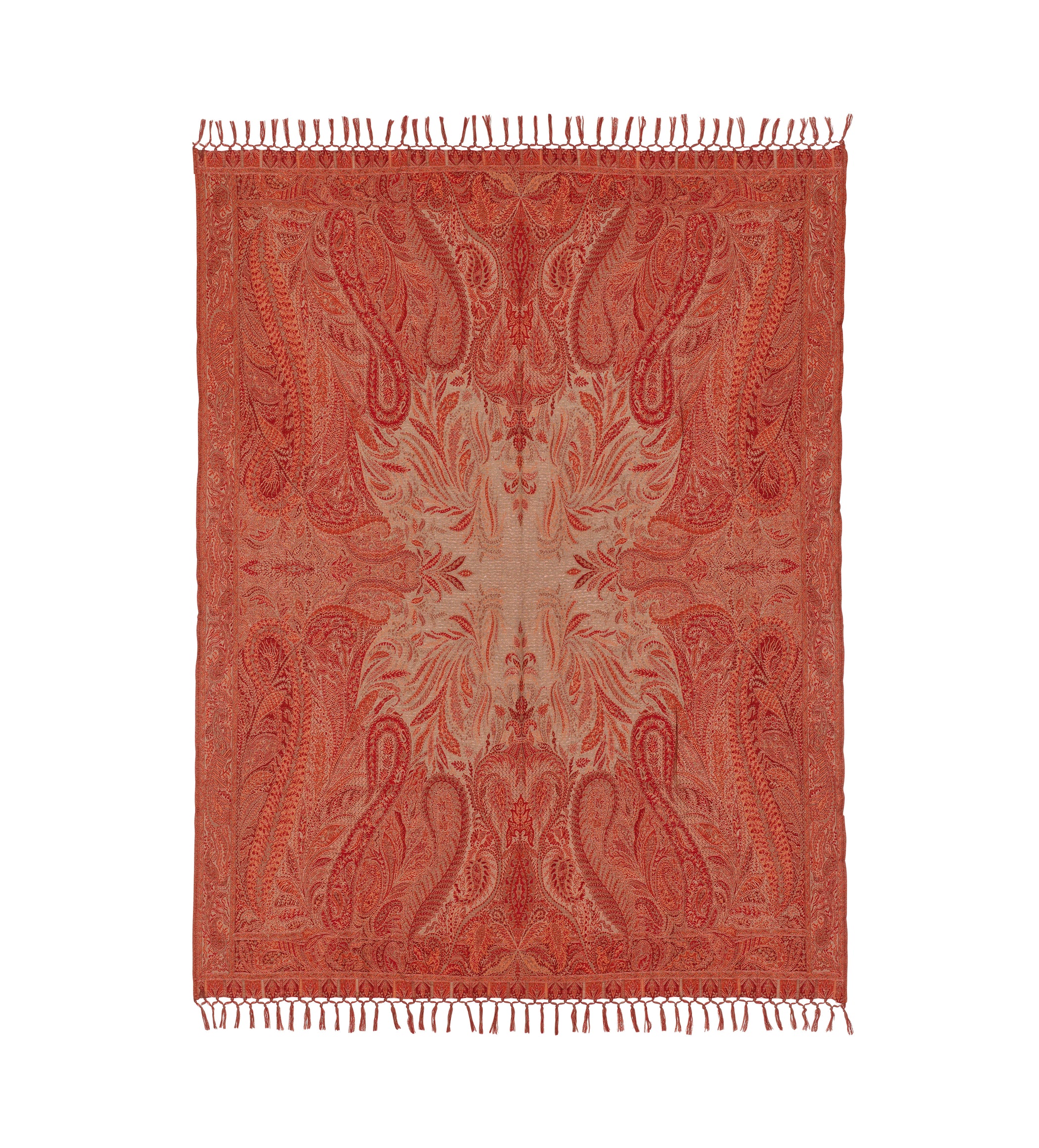 Paisley Throw - Warm Red